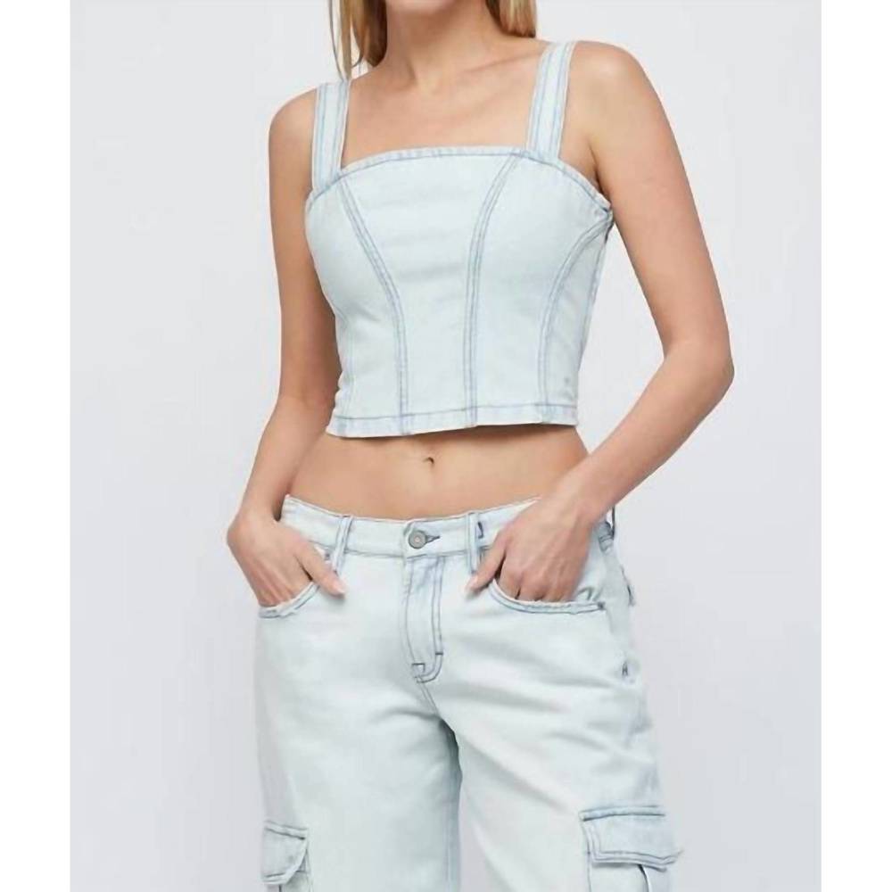 NEW HIDDEN light wash bustier top in denim
